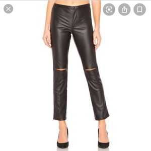 David Lerner Slit knee faux leather pant